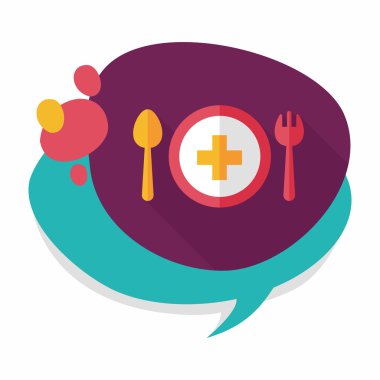 Sağlık düz simgesi uzun gölge ile yemek