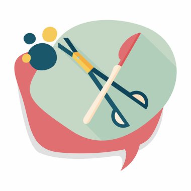 cerrahi alet düz uzun gölge simgesiyle