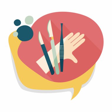 cerrahi alet düz uzun gölge simgesiyle