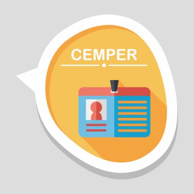 kimlik kartı ile uzun gölge düz simgesi