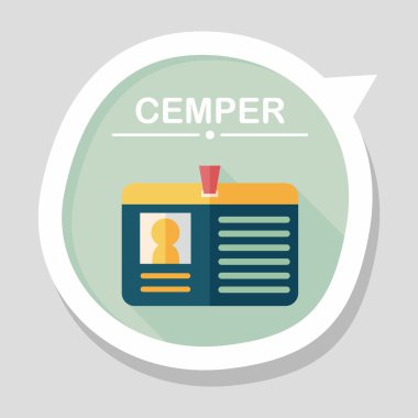 kimlik kartı ile uzun gölge düz simgesi