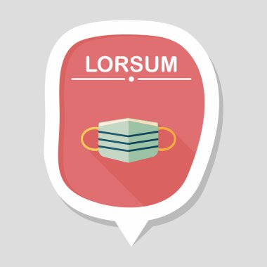 tıbbi maske uzun gölge ile düz simgesi