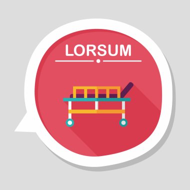 uzun gölge ile hastane yatak düz simgesi