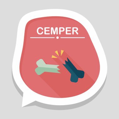 uzun gölge ile kemik kırığı düz simgesi