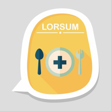 Sağlık düz simgesi uzun gölge ile yemek