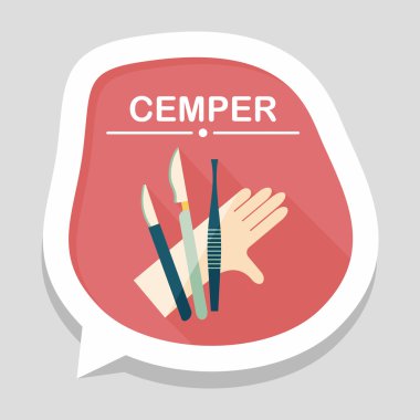 cerrahi alet düz uzun gölge simgesiyle