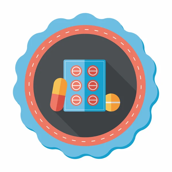 Pills flat icon with long shadow — Stock Vector