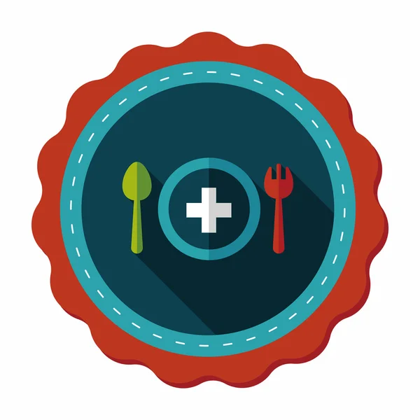 Eten gezondheid platte pictogram met lange schaduw — Stockvector