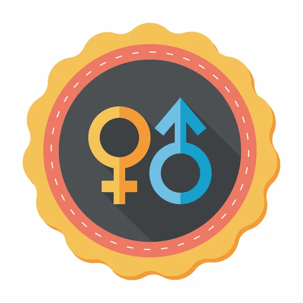 Ikon datar simbol gender dengan bayangan panjang - Stok Vektor