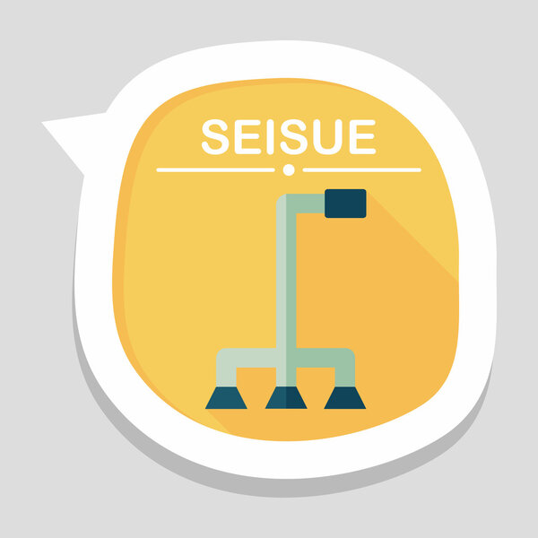 walking stick flat icon with long shadow