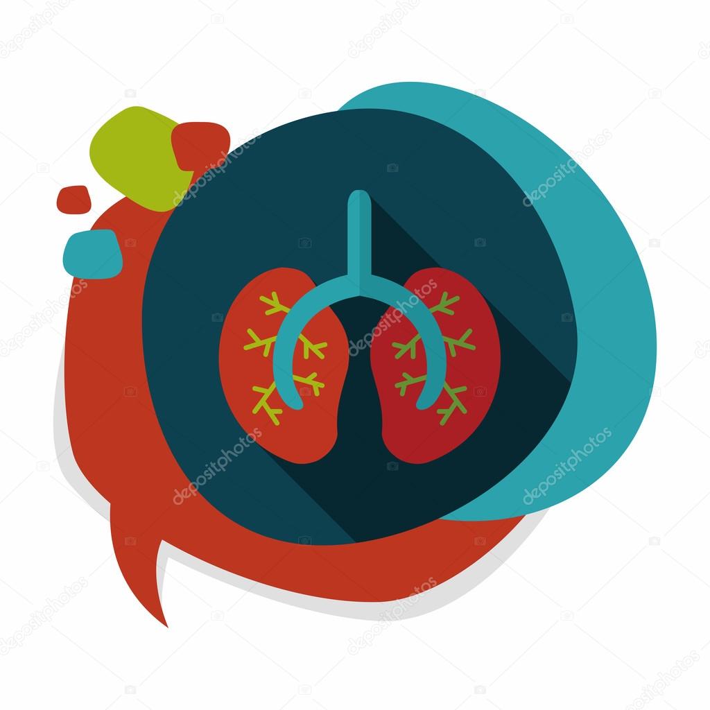 Lungs flat icon with long shadow