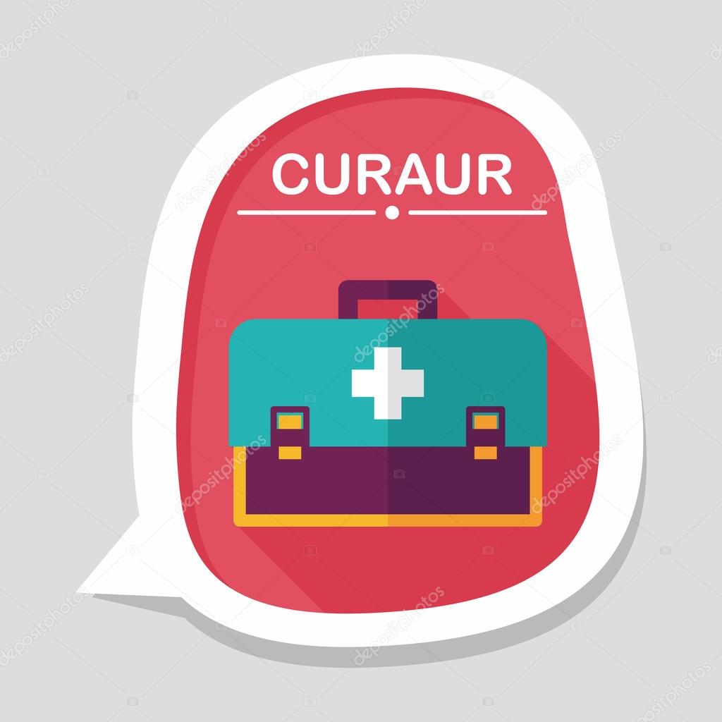first aid kit flat icon with long shadow