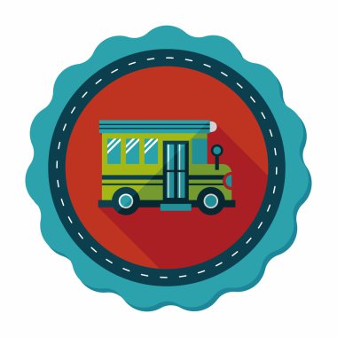 okul otobüsü düz simgesi ile uzun gölge, eps10