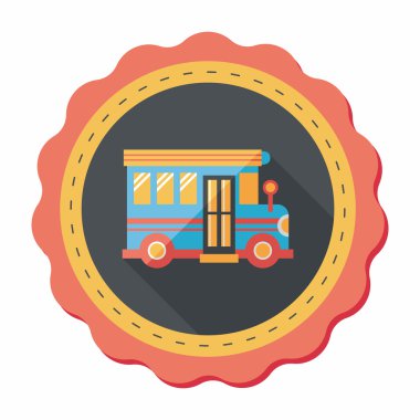 okul otobüsü düz simgesi ile uzun gölge, eps10