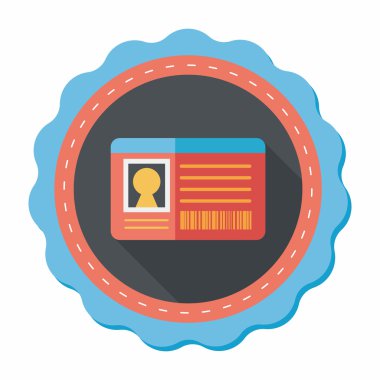 kimlik kartı ile uzun gölge düz simgesi