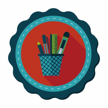 kalem tutucu düz simgesi ile uzun gölge, eps10