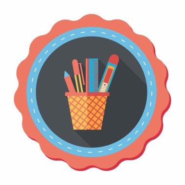 kalem tutucu düz simgesi ile uzun gölge, eps10