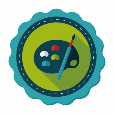 Resim paleti uzun gölge, eps 10 ile boya fırçası düz simgesi ile