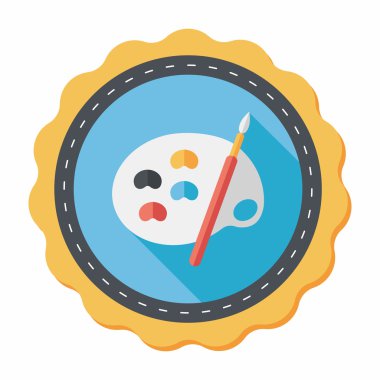 Resim paleti uzun gölge, eps 10 ile boya fırçası düz simgesi ile