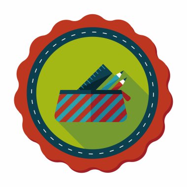 긴 그림자, eps10와 함께 연필 상자 플랫 아이콘