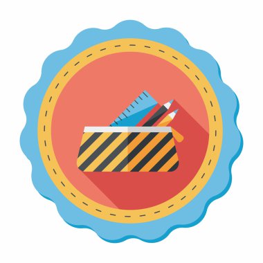 긴 그림자, eps10와 함께 연필 상자 플랫 아이콘