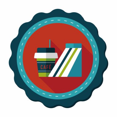 sandviç ve kahve düz simgesi ile uzun gölge, eps10