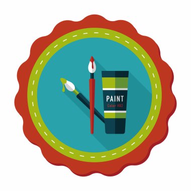 Fırça ve renk tüp düz simgesi ile uzun gölge, eps10