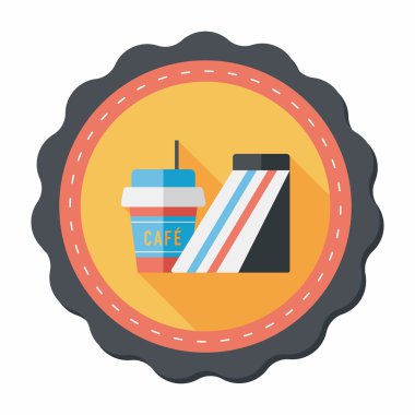 sandviç ve kahve düz simgesi ile uzun gölge, eps10