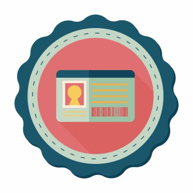 kimlik kartı ile uzun gölge düz simgesi