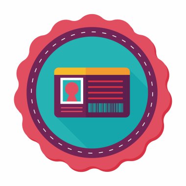 kimlik kartı ile uzun gölge düz simgesi