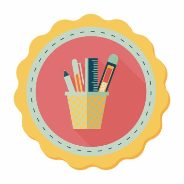 kalem tutucu düz simgesi ile uzun gölge, eps10