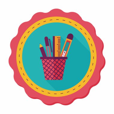 kalem tutucu düz simgesi ile uzun gölge, eps10