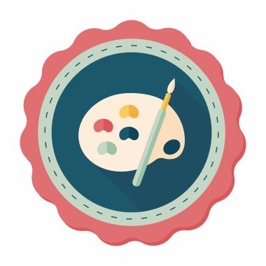 Resim paleti uzun gölge, eps 10 ile boya fırçası düz simgesi ile