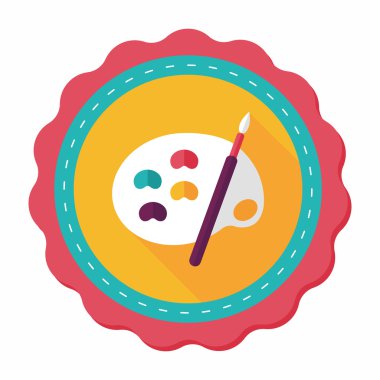 Resim paleti uzun gölge, eps 10 ile boya fırçası düz simgesi ile