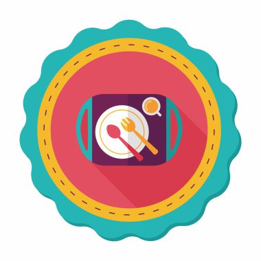 uzun gölge düz simgesiyle dishware ve çatal bıçak takımı