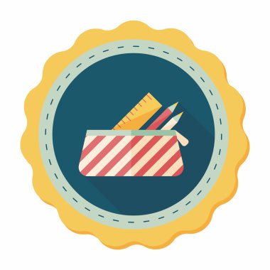 긴 그림자, eps10와 함께 연필 상자 플랫 아이콘