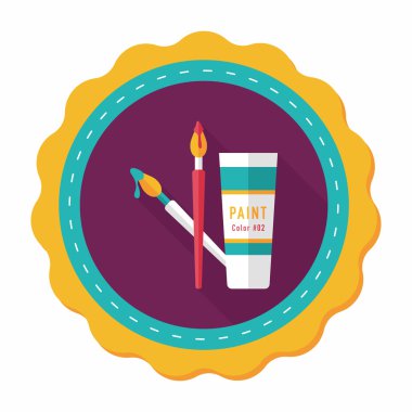 Fırça ve renk tüp düz simgesi ile uzun gölge, eps10