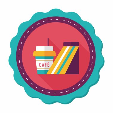 sandviç ve kahve düz simgesi ile uzun gölge, eps10