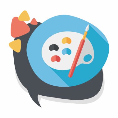 Resim paleti uzun gölge, eps 10 ile boya fırçası düz simgesi ile