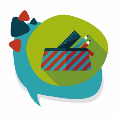 긴 그림자, eps10와 함께 연필 상자 플랫 아이콘