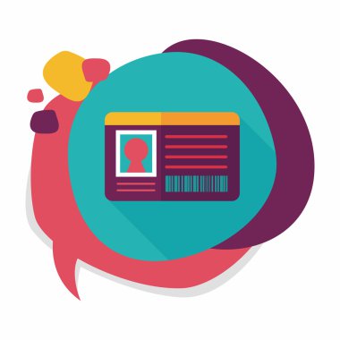 kimlik kartı ile uzun gölge düz simgesi