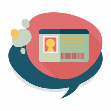 kimlik kartı ile uzun gölge düz simgesi