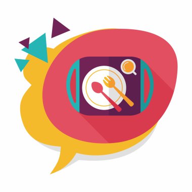 uzun gölge düz simgesiyle dishware ve çatal bıçak takımı