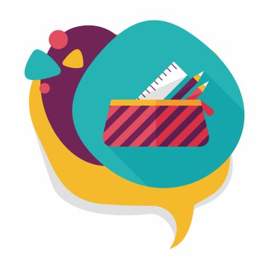 긴 그림자, eps10와 함께 연필 상자 플랫 아이콘