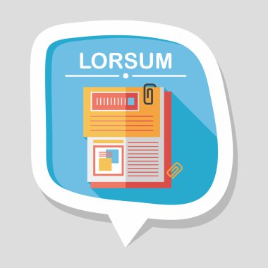 belgeyi düz simgesi ile uzun gölge, eps10