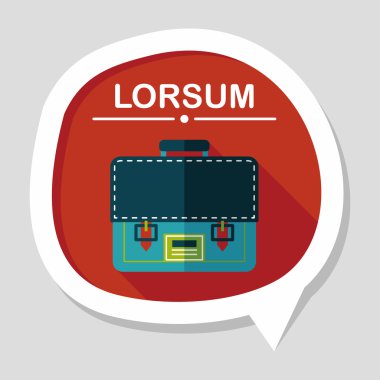 Evrak Çantası'nı okul çantası düz simgesi ile uzun gölge, eps10