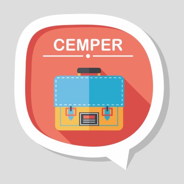 Evrak Çantası'nı okul çantası düz simgesi ile uzun gölge, eps10