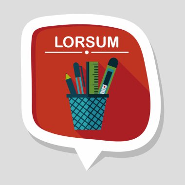 kalem tutucu düz simgesi ile uzun gölge, eps10