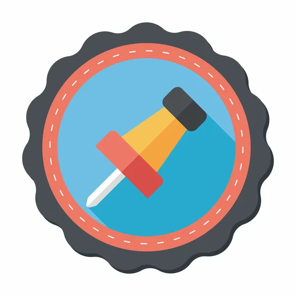 Push pin flat icon with long shadow, eps10 — стоковый вектор