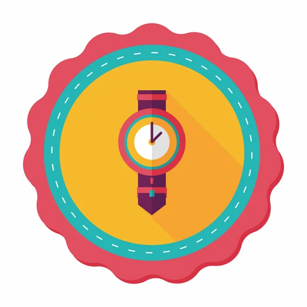 Reloj icono plano con sombra larga, eps10 — Vector de stock